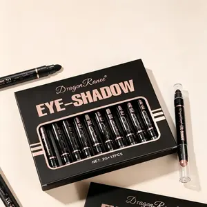 12 Shades Eyeshadow Stick Set, Cream-To-Powder, Blendable Shimmer & Matte Shadows, Easy-To-Use for Beginners, On-The-Go Makeup