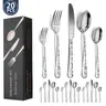 20-Piece Stainless Steel Steak Knife Set, Floral Handle Design, Dishwasher Safe, Elegant Gift Box Packaging, High-End Western Dining Cutlery, Tableware Sets, Kitchen Cutlery Set, Utensils Included