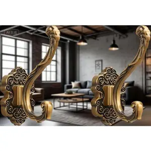 Heavy Duty Wall Mounted Hooks - Vintage Decorative for Coats, Towels & Keys - Rust Resistant Finish - Easy Installation Kit Included - Durable Antique Brass Hardware Hanging Door Kitchen Metal Pack Wooden bedroom wall wall set