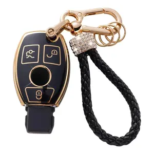 Plating TPU Car Key Case Shell Cover Fob for Mercedes-Benz CLA GLA GLC GLK W176 W463 W251 A B C E S-Class W204 W211, Durable Protective Accessory, Car Key Protector