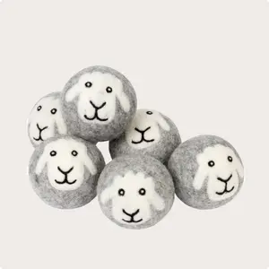 6-Pack "Smiling Sheep" Hand-Felted Wool Dryer Balls 6-Pack "Smiling Sheep" Hand-Felted Wool Dryer Balls