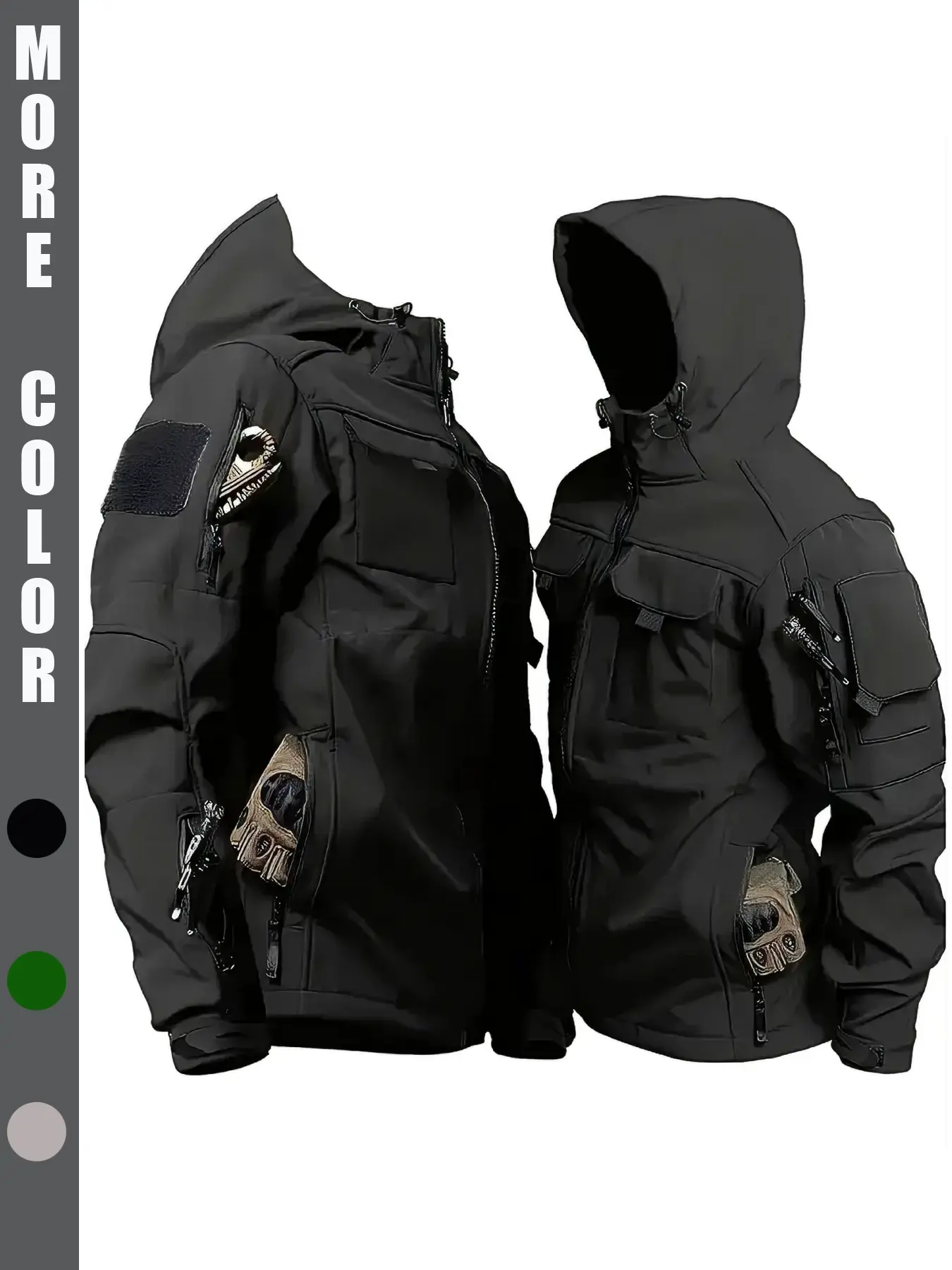 Men's Softshell Hooded Jacket, Fashionable Functional Outerwear, Tactical Waterproof Warm Fleece Coat for Outdoor Activities, Athletic Outerwear, Soft Shell Jackets