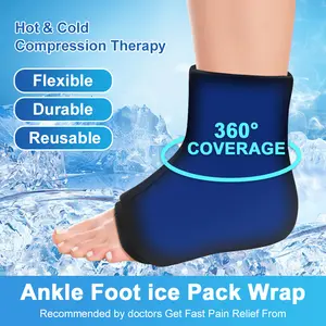 Plantar Fasciitis Relief Gel Wrap for Foot Pain & Swelling - Adjustable Compression Support, Dual Hot Cold Therapy, Breathable Black Sock