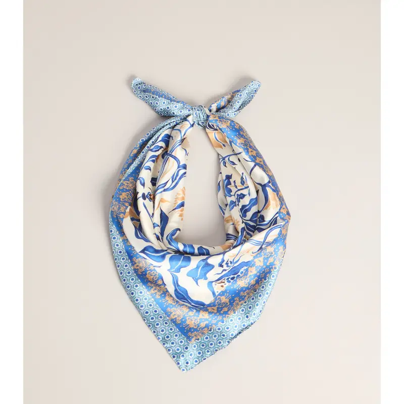 Euro Summer Satin Floral Scarf