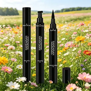 Double-ended Seal & Eyeliner Pen, Waterproof Smudge Proof Black Liquid Liner for Easy Winged Eye Makeup Long Lasting Daily Cosmetic Tool