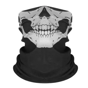 Skeleton Print Face Bandana Breathable Neck Gaiter Windproof Mask for Motorcycle & Outdoors