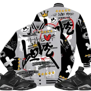 Cap And Gown 6s Outfit Varsity Jacket, Happy Love Beats Graffiti Outfits Streetwear Unisex Sneaker Matching Shirts