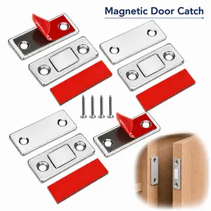 10 Pack No-Drill Cabinet Magnetic Catch, Self-Adhesive 3-Step Installation, Tool-Free Cupboard Door Latch