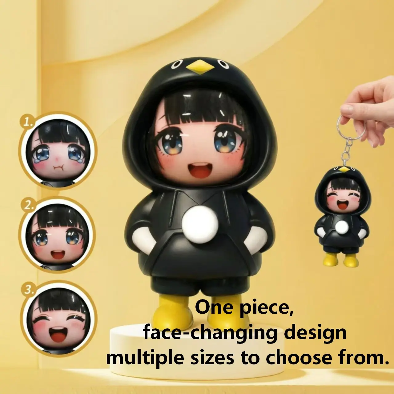 Cute Face Changing Toy, Adorable Keychain Figure, Aesthetic Keychain, Cartoon Decoration, Fun and Interactive Gift, Perfect for Kids and Collectors, Keychain Doll