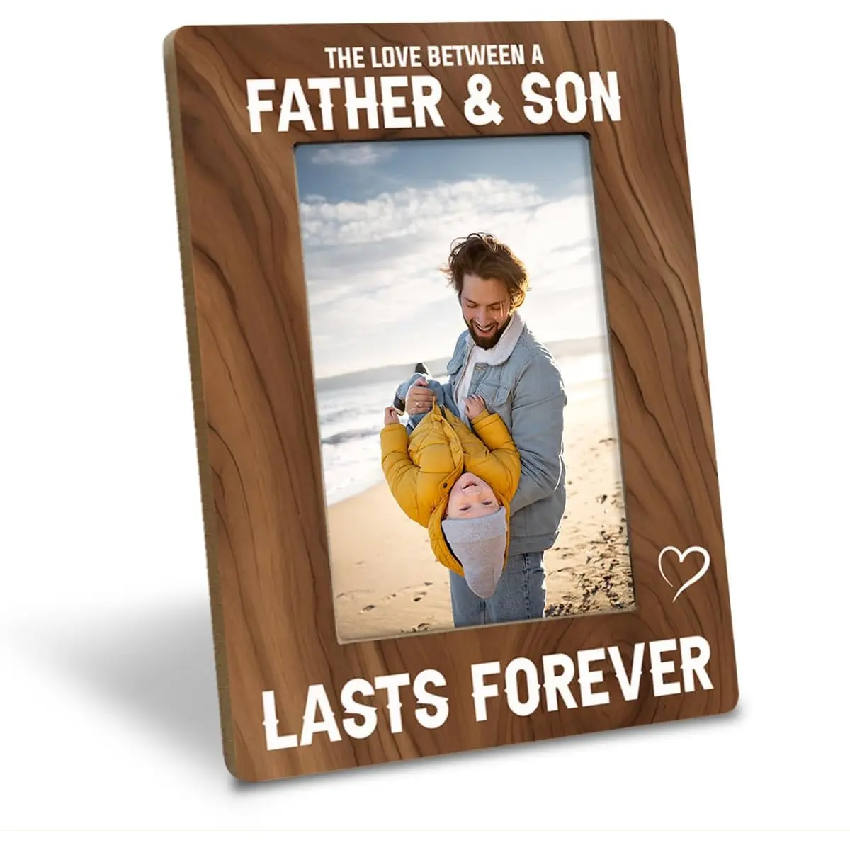 Dad Gift from Son, New Daddy Gift, First Father's Day Gift for Dad, The Love Between a Father & Son Lasts Forever Photo Frame, Holds 4 x 6 Inch Photo, Farmhouse Wooden Picture Frame Gift