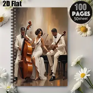 1 Spiral Coil Notebook 5.7x8.26 inch, Premium Lined Pages, Durable Binding, Jazz Music Performance Notes, Concert Journal, Musician's Gift for Christmas, Birthday, Music Festival, Band Practice, Live Show Recording [2D] Flat