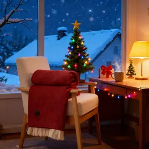 Heated Electric Shawl Blanket, High Cotton Knitted Jacquard, Anti-Static Design, Three Temperature Settings, Suitable for Office, Car, Camping