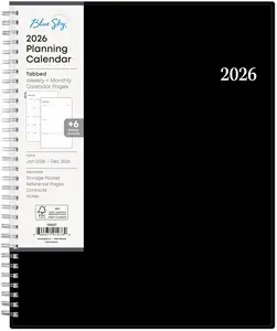 2026 Weekly and Monthly Planner Calendar, Includes January 2026 - December 2026, 8.5" x 11", Flexible Cover, Wirebound, Laminated Tabs, Storage Pocket, Enterprise