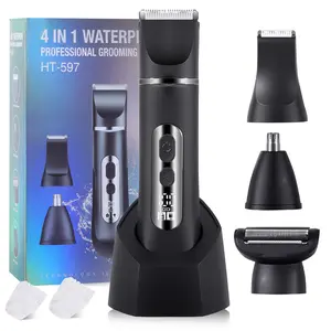 Men's Electric Body Hair Trimmer, Body Hair Trimming, Hair Removal Trimmer, 4 in 1 Groin & Pubic Trimmer, Electric Beard Trimmer Shaver Razor for Men, Waterproof Hair Trimmer, Body Grooming Kit, Rechargeable Razor, Ideal Gift for Men