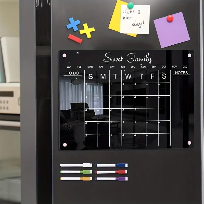 Erasable Message Board Set, Including 1 Count Magnetic Weekly Planner & 6 Counts Pens, Personal Plan Memo Reminder Board, Message Note Board for Offic