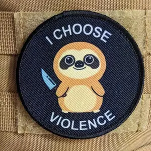 Cute sloth  meme 3" circle removable morale patch with hook and loop backing meme 3" circle removable morale patch with hook and loop backing