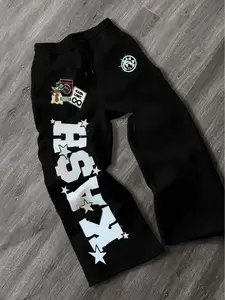 TikTok Viral KASH Star & Logo Graphic Sweatpants Soft Cotton Cozy Home Loungewear Streetwear Oversized Edgy Y2K Aesthetic Daily Wear Comfortable Trend Must-Have on TikTok