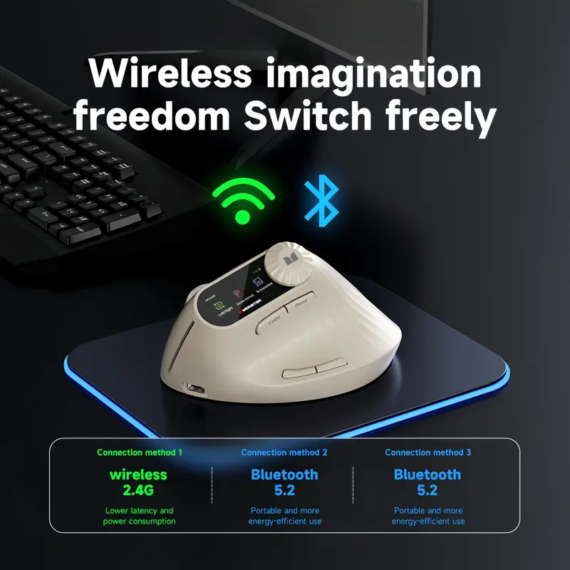 Monster-M2 MAX Version Ergonomic Vertical Mouse, Bluetooth