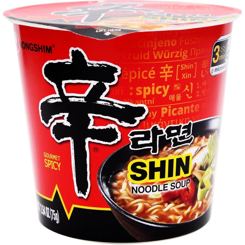 Nongshim Shin Classic Ramen Cup 6pk Instant Noodle - Spicy Korean Ramyun Flavor Chewy Noodles in Savory Broth - Perfect for On-the-Go Meals