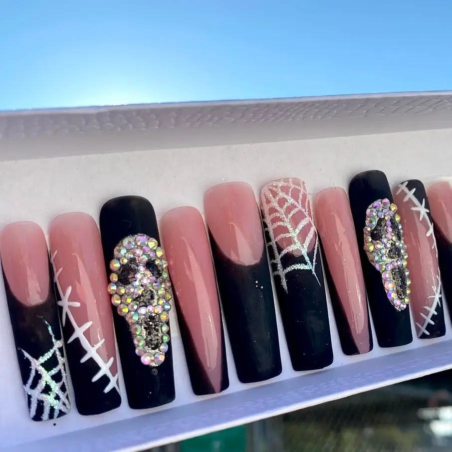 Baddie Nightmare | Luxury Press On Nails | Ghost face Nails | Halloween Nails | Nail Care Manicure - Set of 10 False Nails - Nail Polish, Gel