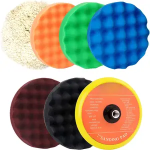 7 count 7 Inch Buffing Polishing Pads Kit,5pcs Polishing Sponge,1 pc  Pad,Waxing Buffing Pad Kit for