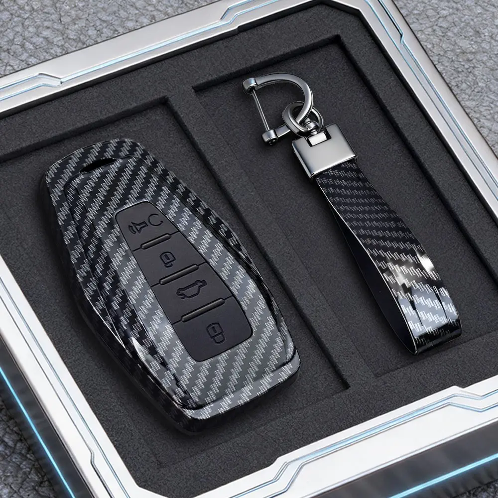 Abs Carbon Fiber Style Car Key Cover Shell Bracket Set, Compatible with Geely Cool Ray X6, Emperor Global Hawk Gx7 Remote Accessories