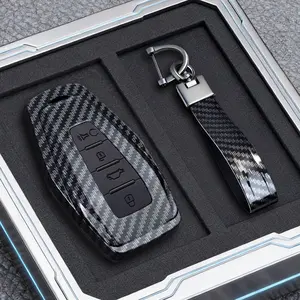 Abs Carbon Fiber Style Car Key Cover Shell Bracket Set, Compatible with Geely Cool Ray X6, Emperor Global Hawk Gx7 Remote Accessories
