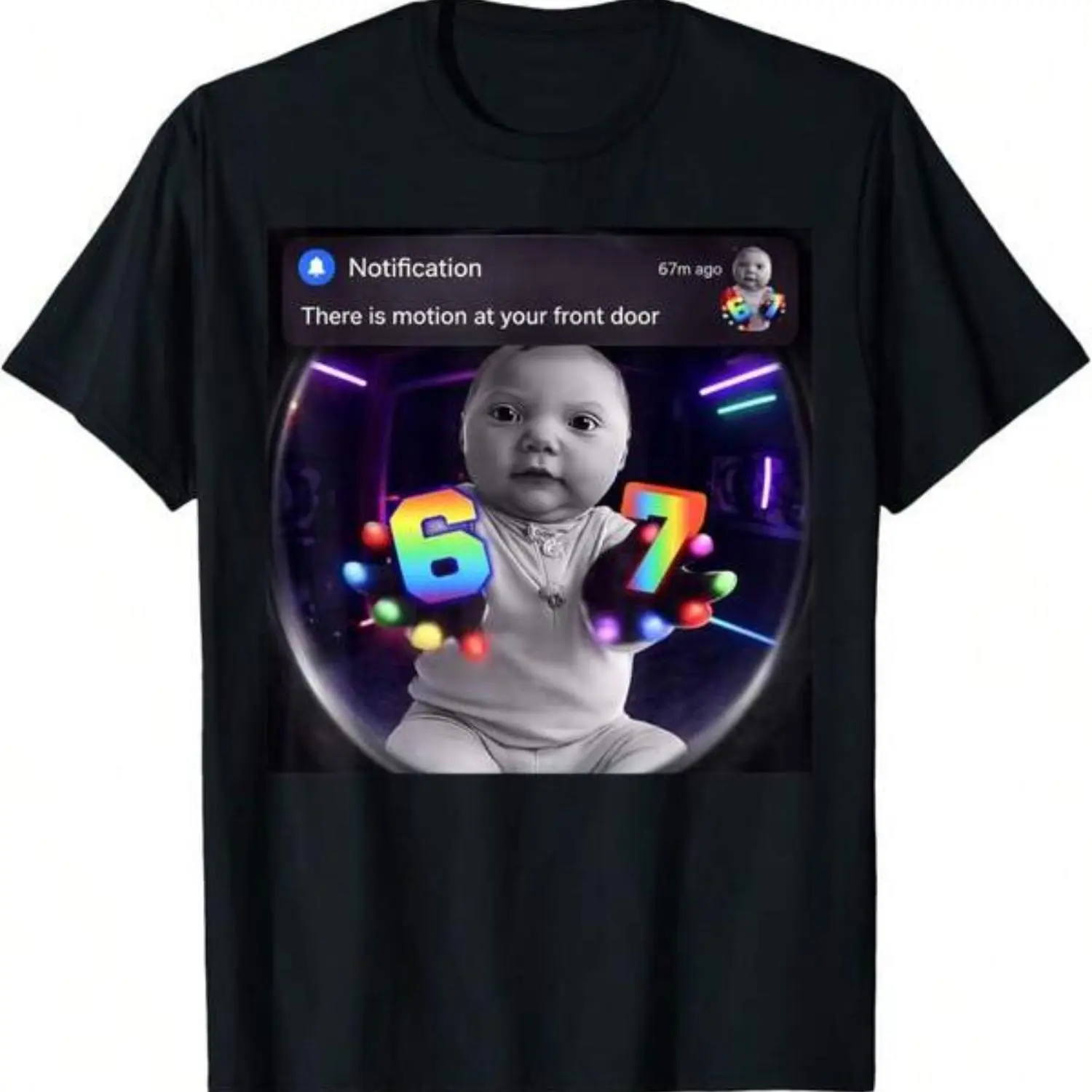 Hilarious AI Baby Gloves LED 67 Motion Detection Meme T-Shirt