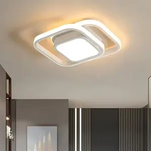 LED Ceiling Light, Minimalist White Ceiling Decorative Light, Warm Light and Stepless Dimming, Hardwired Drilled-Hole Installation, For Living Rooms, Bedrooms, Entryways, and Hallways, Compact Ceiling Light