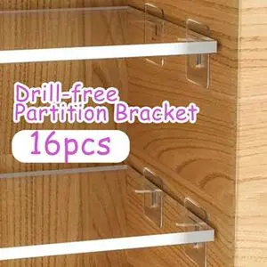 Self-Adhesive Shelf Support Pegs Set of 4 Drill-Free Partition Brackets for Secure Easy Installation in Home Office Use 16pcs Organiser Organiser