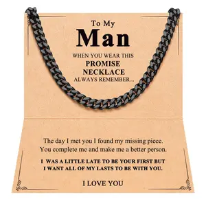 Stainless Steel Mens Cuban Link Chain 20 Inches Promise Necklace for Him Men Boyfriend Husband Son Brother Valentines Day Anniversary Christmas Birthday Gift Ideas