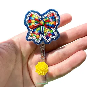 Autism awareness Retractable Badge Holder with 360-Degree Swivel Clear Alligator Clip & 34" Nylon Cord for Professionals Respiratory Therapists Nurses Great Gift