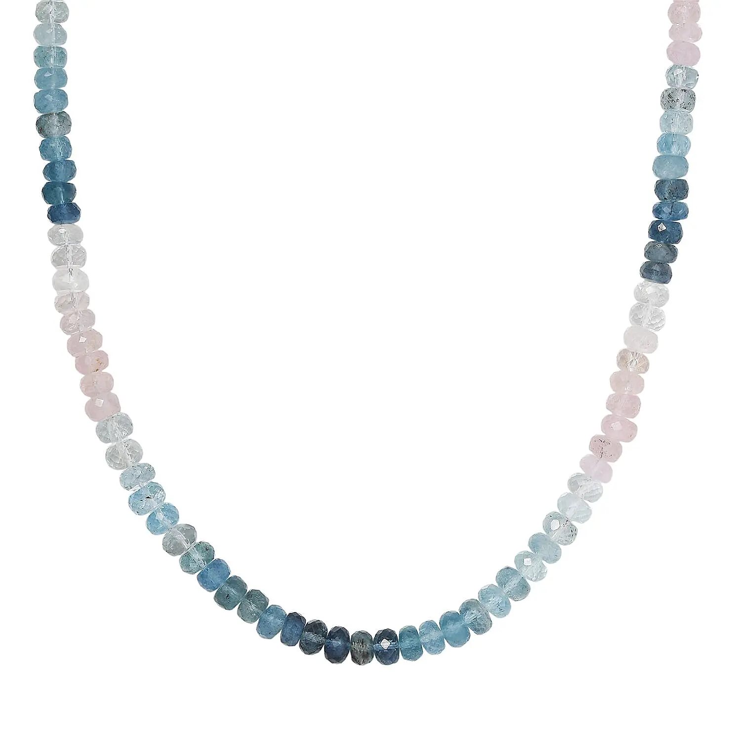 D'Joy Marropino Morganite and Mangoro Aquamarine 125.00 ctw Beaded Necklace in Rhodium Over Sterling Silver 18-20 Inches