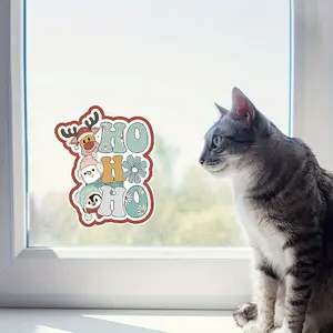 2D Flat Sticker4pcs HO HO HO Ute Christmas Stickers 3 Inch Waterproof Waterproof Pooh Gift Set for Envelopes & Gifts, Easy Eel & Stik Seal Holiday Pooh Stickers - for Car Windows, Trucks, Glass and Metal Surfaces