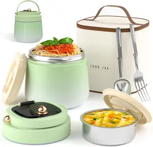 Thermo for Hot  Adults 40OZ Soup Thermo Lunch Containers Wide Mouth Vacuum Insulated  Jar Stainless Steel Leakproof Lunch Box with Spoon and Fork, Keeps  Warm, Ideal  for Women