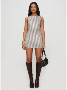 YUMIKO ROMPER BROWN SLEEVELESS BODYCON MINI PLAYSUIT