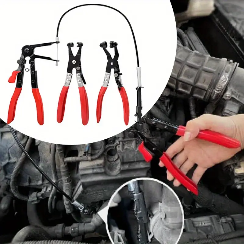 3 Pcs Hose Clamp Kit, Caliper Automotive Water Pipe Pliers Straight Throat Pipe Bundling Pliers Snap Pliers Clamp Pliers Automotive Water Pipe Bundling Pliers Are Suitable for Car Coolant Radiator Heaters and Water Pipes with Flat or Large Clamps
