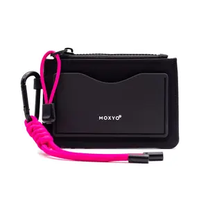 MOXYO Urban Women's Card Holder, Secure 6-Card Minimalist Wallet with Coin Pocket, Silicon Front Pocket for ID (Black)