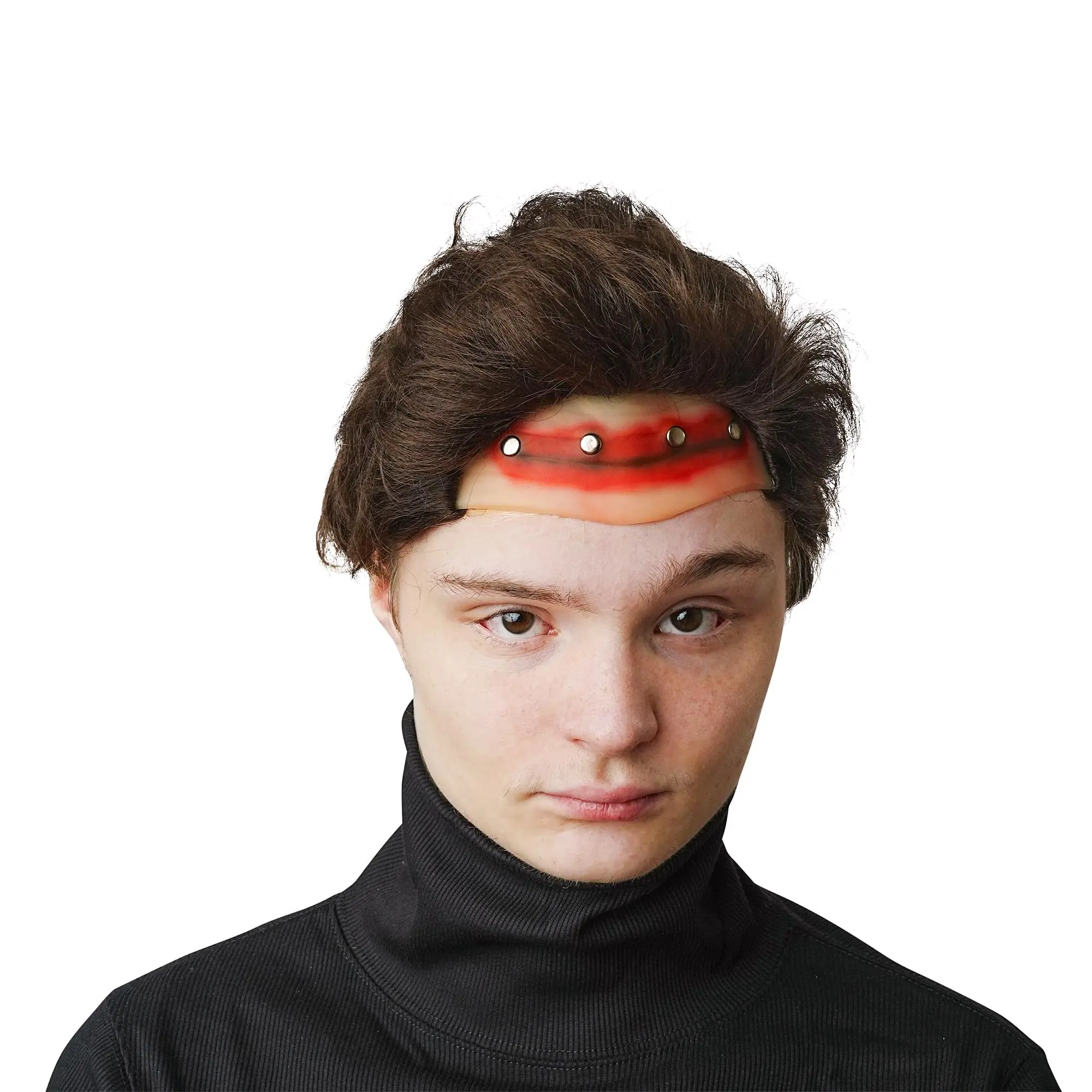 Synthetic Brown Frankenstein Adult Costume Wig, Cosplay Style Synthetic Costume Wig With Metal Studs, One Size, Cosplay Style Synthetic Costume Wigs
