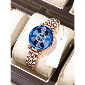Ocean Heart Stellar Radiant Multi-Faceted Solid Women's Waterproof Watch, Elegant Light Luxury Timepiece for Every Occasion, Water Resistant Watch