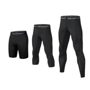 Pro Combat Men's Workout Leggings Compression Base Layer Gym Sports Running Training Pants Black Variety Sizes