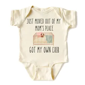 (100% Cotton) Funny ONESIE - just moved out got my own crib -  Baby Onesie – Cute & Funny Baby Bodysuits , Baby cute Gift