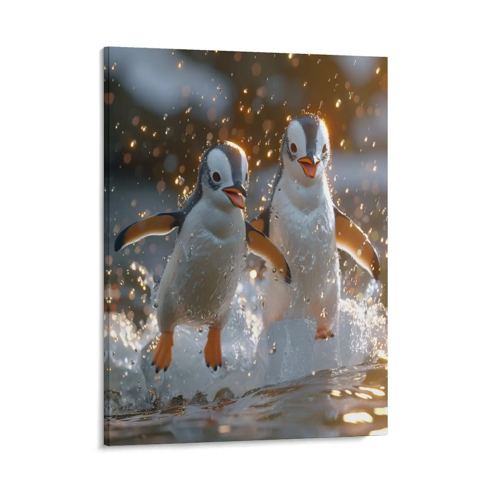 Two Little Penguins Posters Wall Art Prints South Pole Animal Picture Canvas Posters Home Wall Art Family Bedroom Office Decor Aesthetic Festival Gift