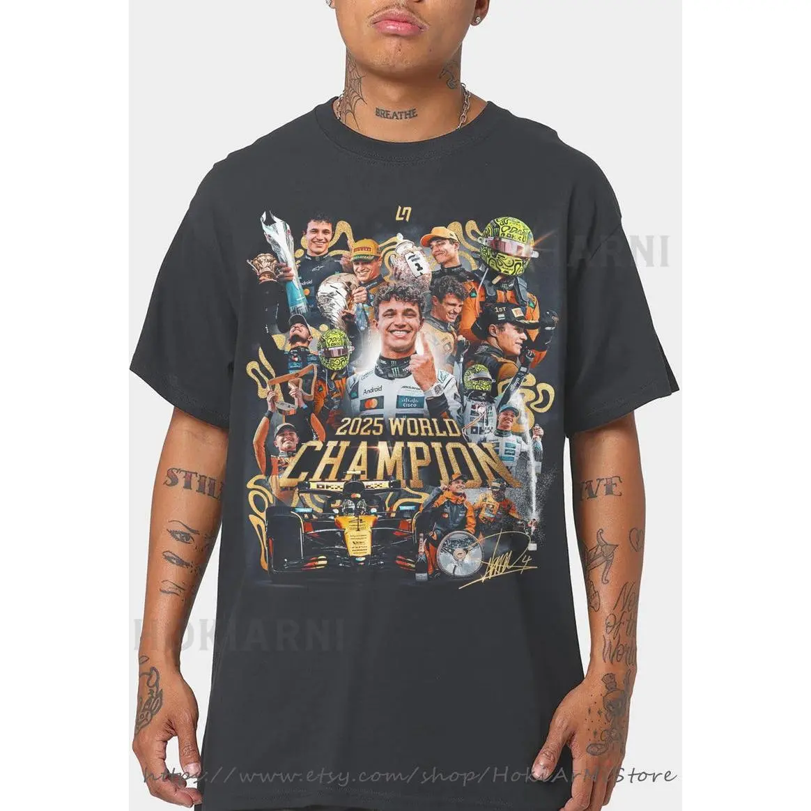 Limited Lando Norris Vintage T-Shirt, 2025 World Champion Shirt, Gift For Woman and Man Unisex T-Shirt