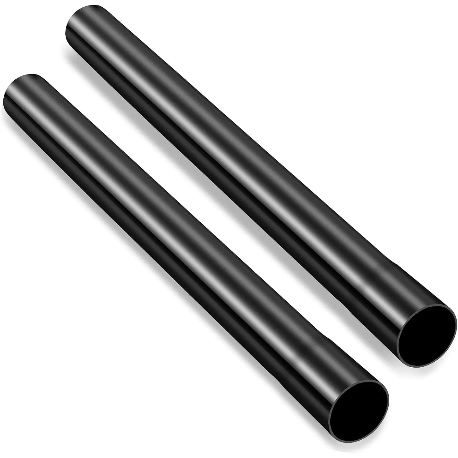 Reusable PVC 2-Piece 1.25 Inch Black Vacuum Extension Wand Attachments, Shop Vac Compatible Cleaner Replacement Tubes with Sliding Joints, 1.22 Inch Small Ends, Lightweight, 14.6" Long, Extends Reach, Easy to Install