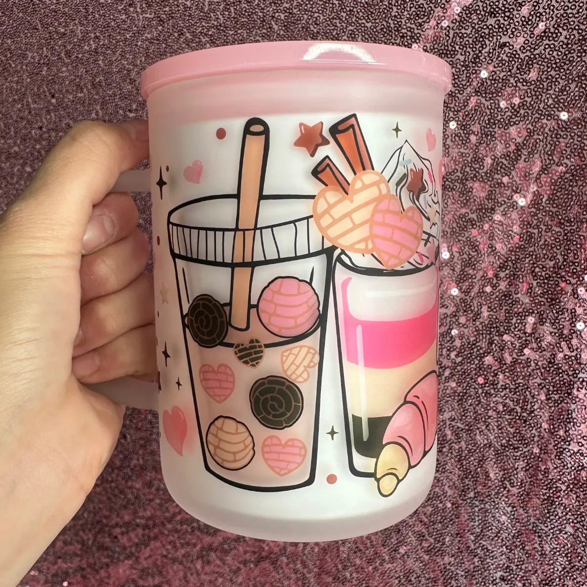 Cafecito Drinks 17oz Frosted Glass Mug