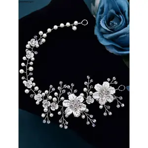 Elegant Floral Design Jasmine Princess Crown Headband, Exquisite & Versatile Hair Accessory Perfect for Weddings, Parties, Daily Wear & Birthday Gifting