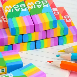 2pcs Pencil Eraser Stationery - Rainbow Eraser & Soft 2B Eraser Set, Cute Rubber Erasers for School Supplies, Aesthetic Erasers for Drawing, Sketching, Art, Classroom and Office Stationery Supplies for Students, Artists, Teachers