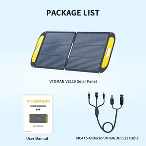 VTOMAN VS110 Portable Solar Panel for Solar Generator, 110W 19V Folding Solar Charger with 23% Efficiency, IP67 Waterproof and Adjustable Kickstands Design for Camping, RV, Outdoor Adventures (VS110)