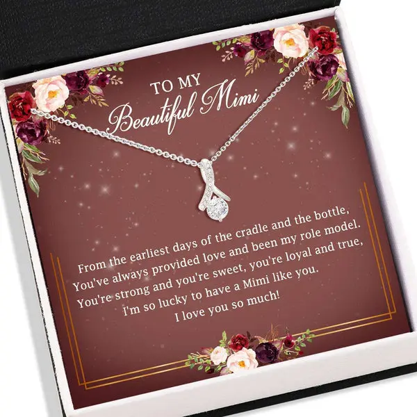 Grandmother Necklace, Mimi Necklace “ To My Beautiful Mimi Necklace Card “ Jewelry For Grandma, Mimi Gifts.vi1. Gold Pendant Gold Flower Pendant